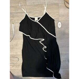 SOMA V Neck Mini Dress Built In Bra Black NWT Stretch Comfort Women's Sz Med
